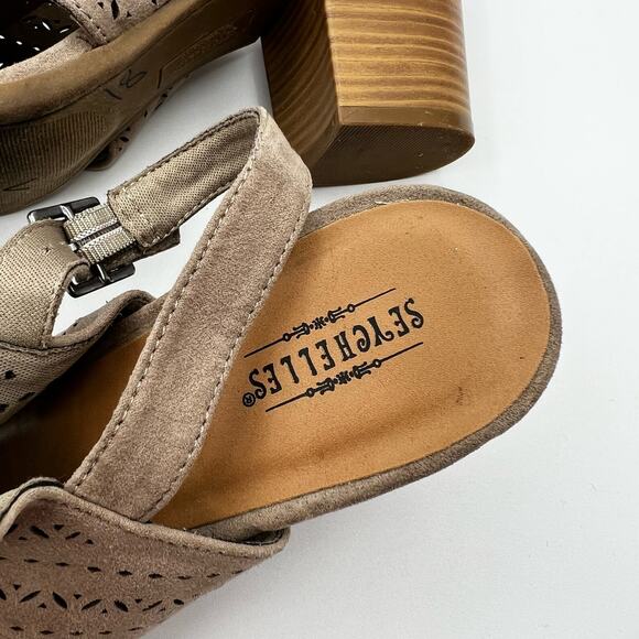 Seychelles Bora Taupe Heeled Sandals Size 9 - Picture 4 of 8